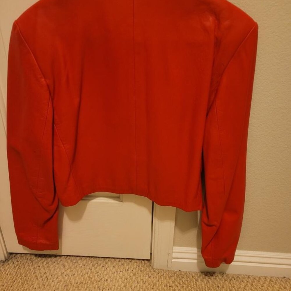 Red leather skirt & jacket